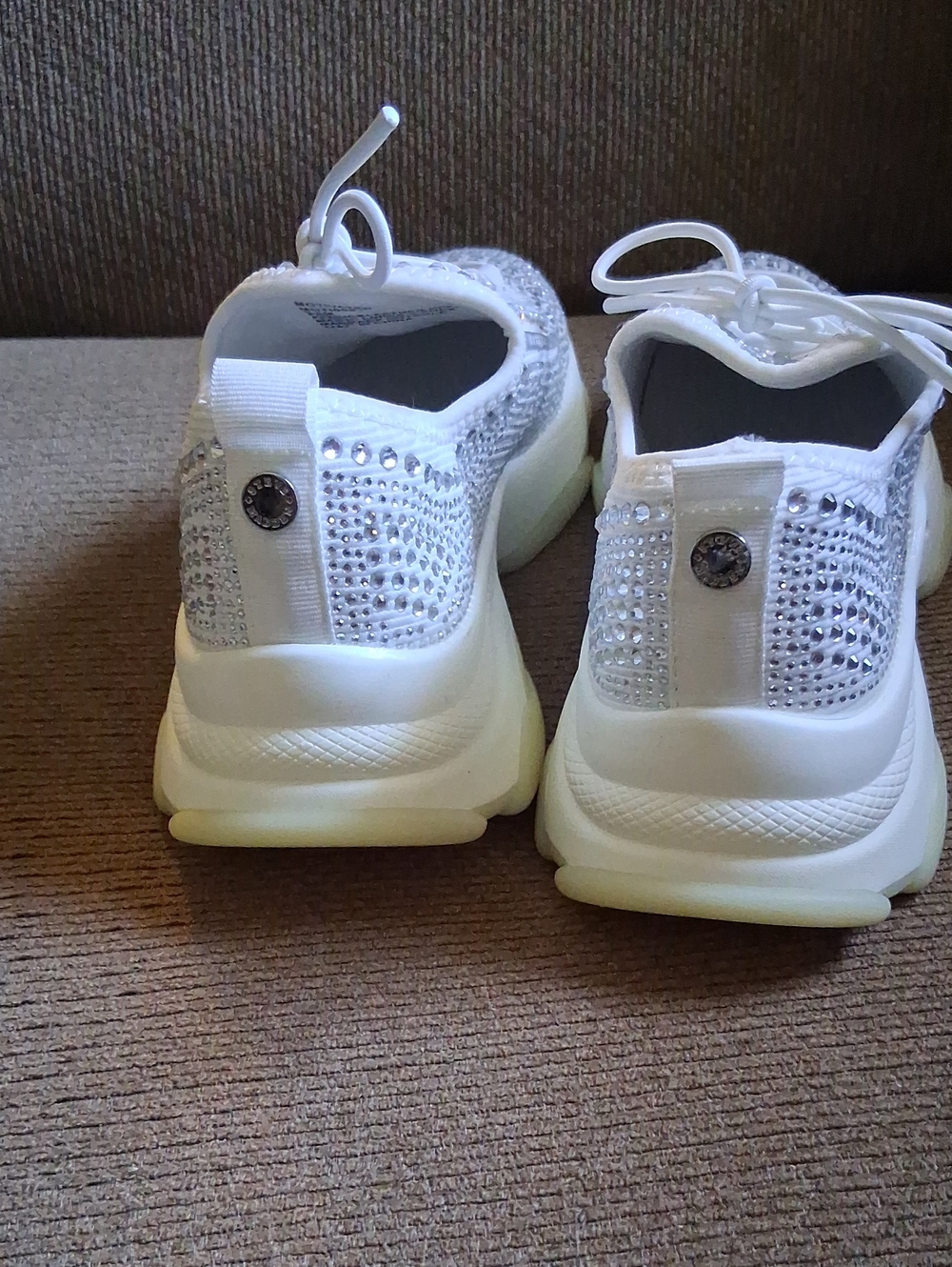 Steve Madden White Rhinestone Sneakers - Picture 4 of 9